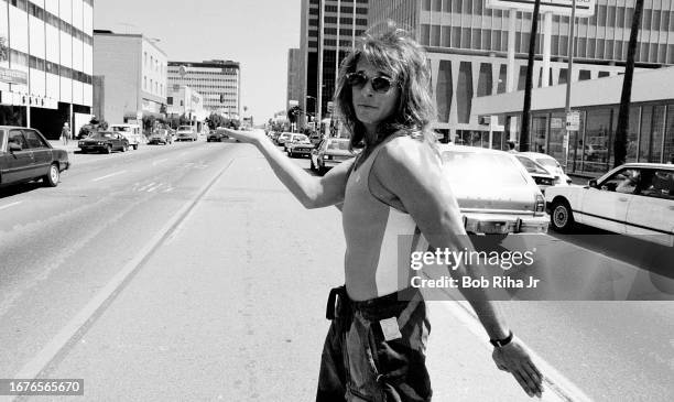 Singer and Musician David Lee Roth of the group Van Halen, during a photo shoot in the middle of Sunset Boulevard, June 6, 1994 in Los Angeles,...