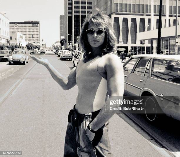 Singer and Musician David Lee Roth of the group Van Halen, during a photo shoot in the middle of Sunset Boulevard, June 6, 1994 in Los Angeles,...