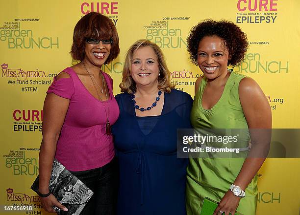Personality Gayle King, from left, Democratic strategist Hilary Rosen, and Kirby Bumpus attend the 20th Annual White House Correspondents' Garden...