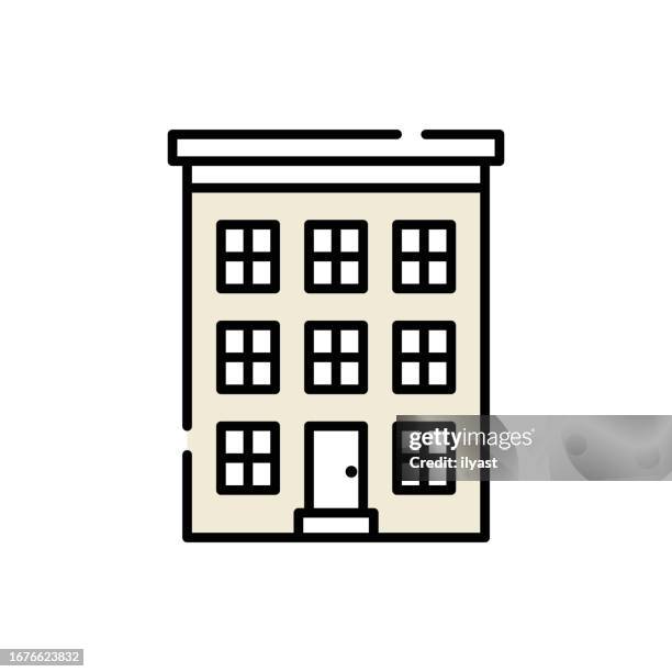 apartment simple line icon - construction level icon stock illustrations