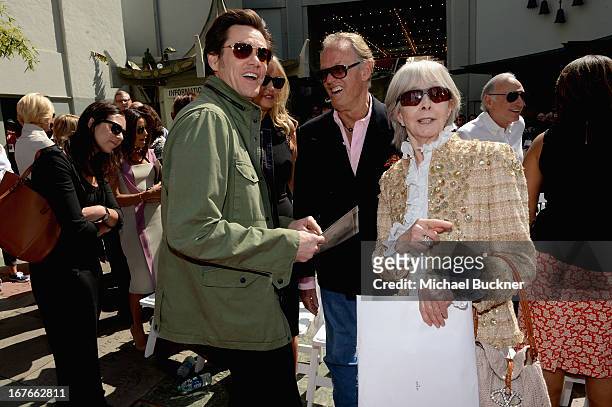 Actors Jim Carrey, Parky DeVogelaere, Peter Fonda and Shirlee Mae Adams attend actress Jane Fonda's Handprint/Footprint Ceremony during the 2013 TCM...