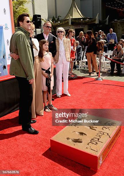 Actors Jim Carrey, Jane Fonda, Viva Vadim, Peter Fonda, Troy Garity and Shirlee Mae Adams attend actress Jane Fonda's Handprint/Footprint Ceremony...