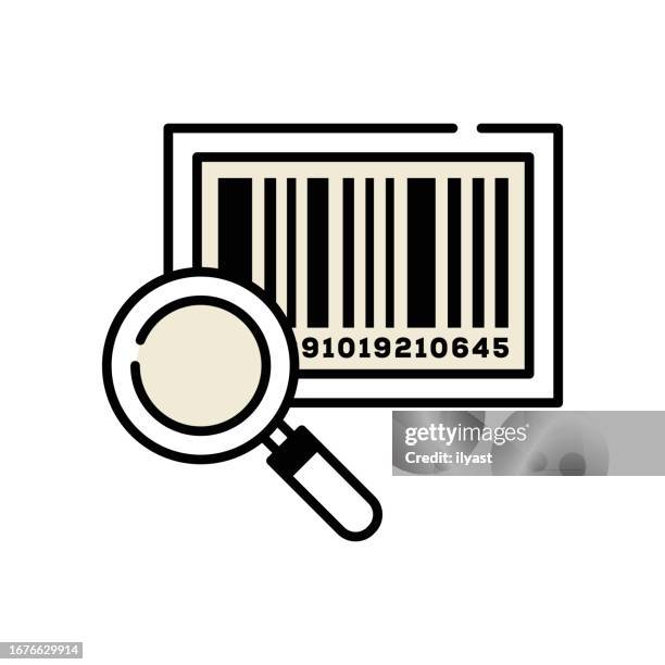 ilustrações de stock, clip art, desenhos animados e ícones de barcode simple line icon - papers scanning to digital vector