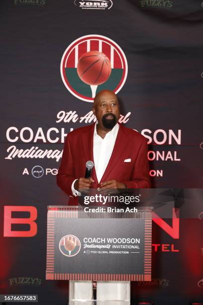 Head Coach of Indiana Hoosiers Men's Basketball, Mike Woodson speaks at 2023 Coach Woodson Indianapolis Pairings Party Presented By BURN Lounge, A...
