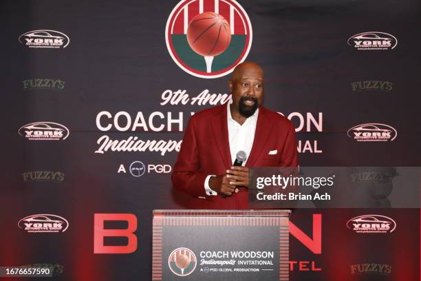 Head Coach of Indiana Hoosiers Men's Basketball, Mike Woodson speaks at 2023 Coach Woodson Indianapolis Pairings Party Presented By BURN Lounge, A...