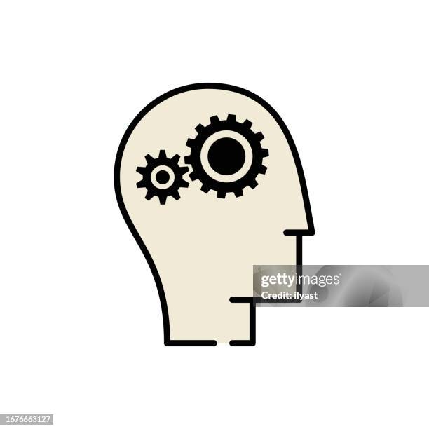 brain simple line icon - alzheimers stock illustrations