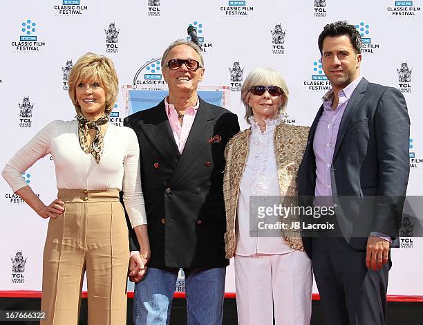Troy Garity, Jane Fonda, Peter Fonda and Shirlee Mae Adams during actress Jane Fonda's Handprint/Footprint Ceremony during the 2013 TCM Classic Film...