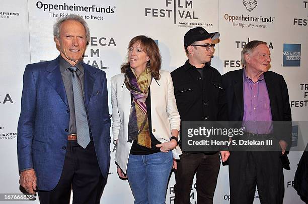 Actor Clint Eastwood, Jane Rosenthal, Darren Aronofsky and Richard Schickel attend the Tribeca Talks: Director's Series during the 2013 Tribeca Film...