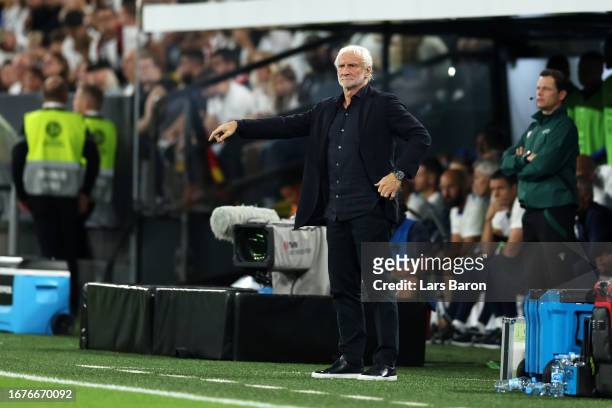 Rudi Voeller, Interim Head Coach of Germany, gestures during the International Friendly match between Germany and France at Signal Iduna Park on...