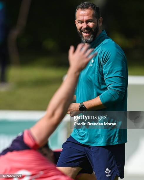 Indre-et-Loire , France - 19 September 2023; Head coach Andy Farrell during an Ireland rugby squad training session at Complexe de la Chambrerie in...