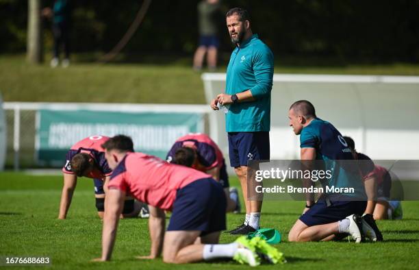 Indre-et-Loire , France - 19 September 2023; Head coach Andy Farrell during an Ireland rugby squad training session at Complexe de la Chambrerie in...