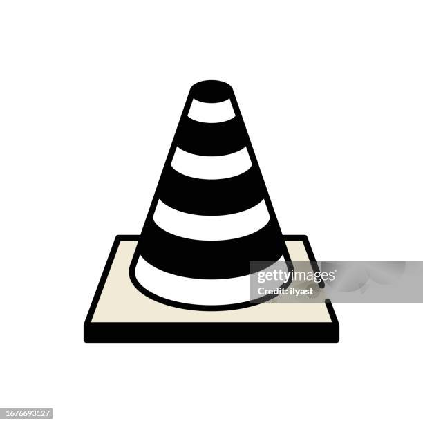 caution simple line icon - safety cone stock illustrations