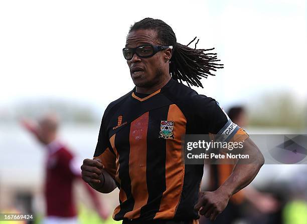 Edgar Davids of Barnet in action during the npower league Two match between Northampton Town and Barnet at Sixfields Stadium on April 27, 2013 in...