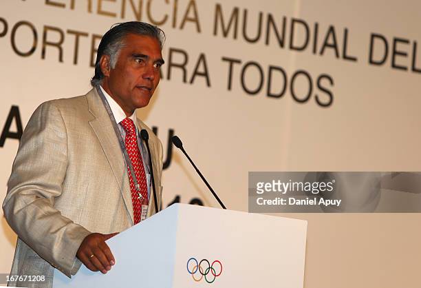 Francisco Boza, President of the Peruvian Sport Institute during the Plenary Session on sports associations as part of the closing day of the 15th...