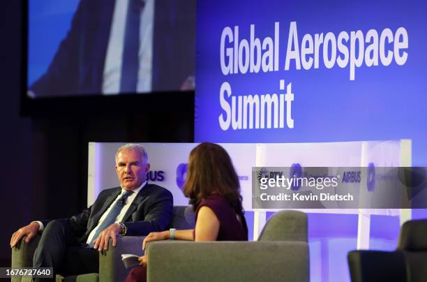 Carsten Spohr, Chairman and CEO of the Lufthansa Group, speaks at the U.S. Chamber of Commerce's Global Aerospace Summit on September 12, 2023 in...