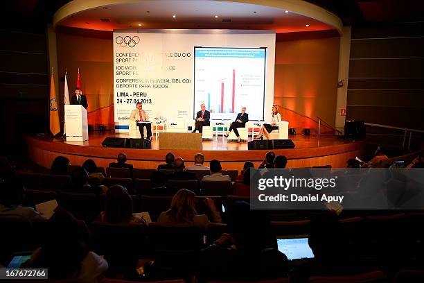 Timothy Armstrong, Coordinator of the Suerveillance and Population-based Prevention Unit speaks during the Plenary Session on sports associations as...