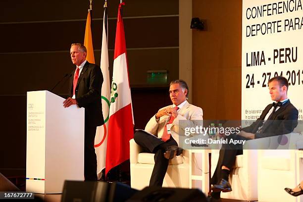Gary W. Hall, Executive Director of WorldFit Foundation speaks during the Plenary Session on sports associations as part of the closing day of the...