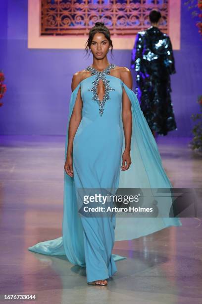 Model walks the runway at the Pamella Roland fashion show during New York Fashion Week The Shows at Gallery at Spring Studios on September 12, 2023...