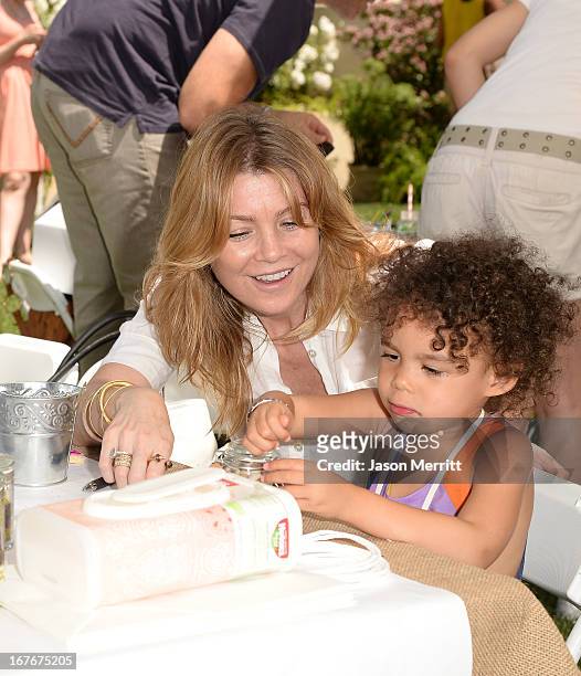Actress Ellen Pompeo and daughter Stella Ivery attend the Huggies Snug & Dry and Baby2Baby Mother's Day Garden Party held on April 27, 2013 in Los...