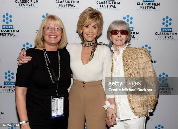 Actress Jane Fonda and Shirlee Mae Adams attend actress Jane Fonda's Handprint/Footprint Ceremony during the 2013 TCM Classic Film Festival at TCL...