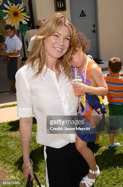 Actress Ellen Pompeo and daughter Stella Ivery attend the Huggies Snug & Dry and Baby2Baby Mother's Day Garden Party held on April 27, 2013 in Los...