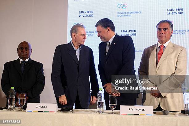 Sam Ramsamy, IOC Executive Board member, Chairman of the OIC Sport for All Commission, Jaques Rogge, IOC President, Jose Quiones, President of the...