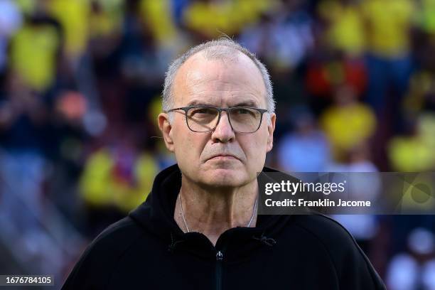 Marcelo Bielsa, head coach of Uruguay, looks on prior to a FIFA World Cup 2026 Qualifier match between Ecuador and Uruguay at Rodrigo Paz Delgado...