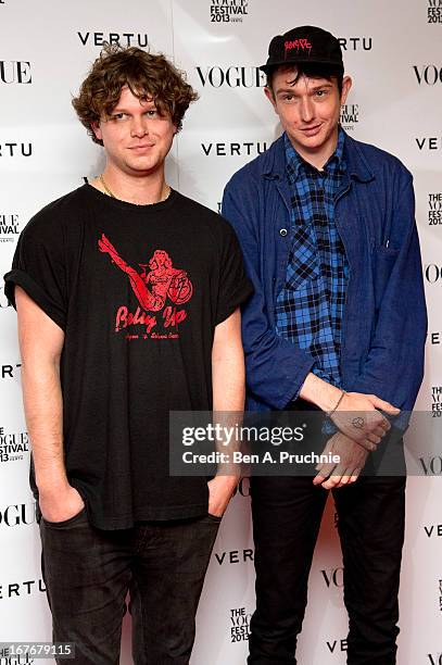 Joe Newman and Thom Green attend the opening party for The Vogue Festival in association with Vertu>> at Southbank Centre on April 27, 2013 in...