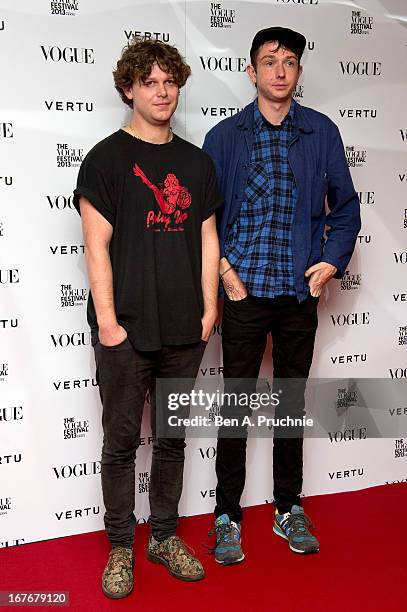 Joe Newman and Thom Green attend the opening party for The Vogue Festival in association with Vertu>> at Southbank Centre on April 27, 2013 in...