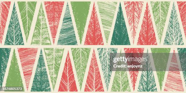 seamless christmas trees winter background - christmas bunting stock illustrations