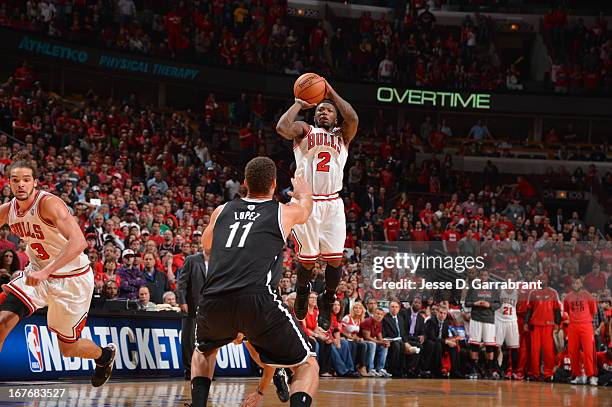 Nate Robinson of the Chicago Bulls shoots the ball against the Brooklyn Nets in Game Four of the Eastern Conference Quarterfinals during the 2013 NBA...