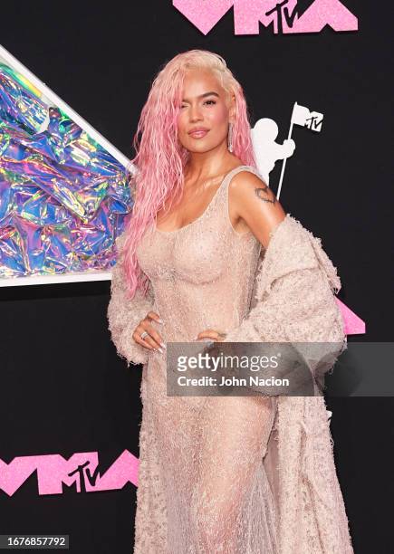 Karol G attends the 2023 MTV Music Video Awards at the Prudential Center on September 12, 2023 in Newark, New Jersey.
