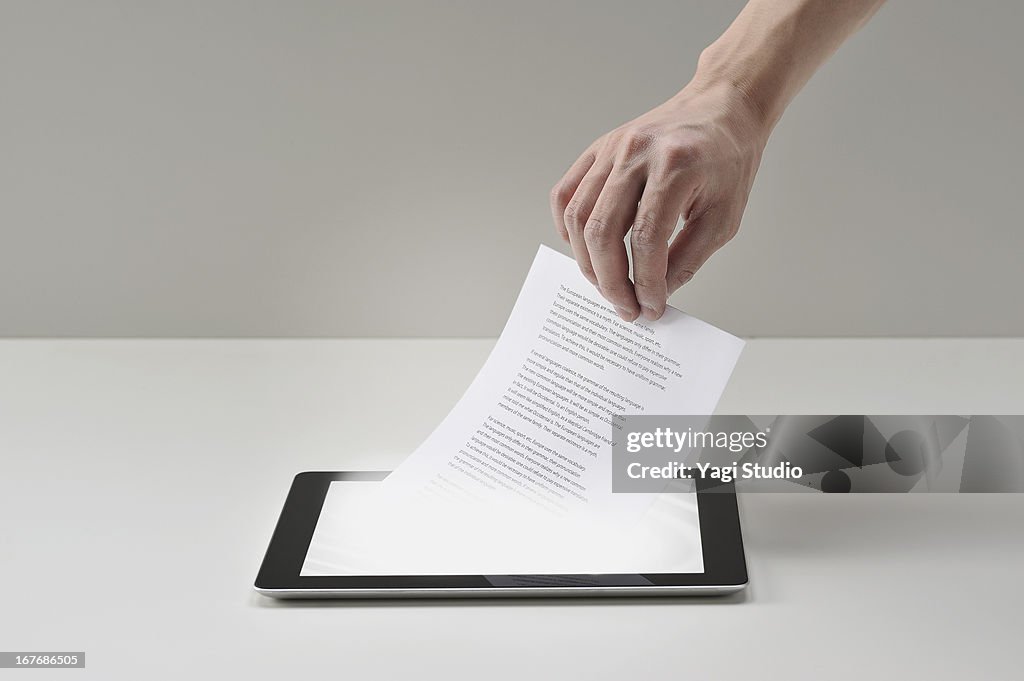 Pull documents out of digital tablet