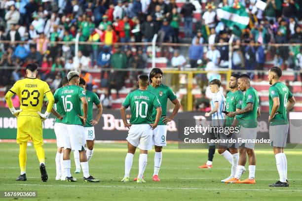 Marcelo Moreno of Bolivia looks dejected following the team's defeat a FIFA World Cup 2026 Qualifier match between Bolivia and Argentina at Hernando...