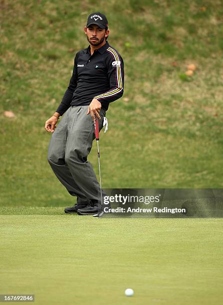 Pablo Larrazabal of Spain in action during the final round of the Ballantine's Championship at Blackstone Golf Club on April 28, 2013 in Icheon,...