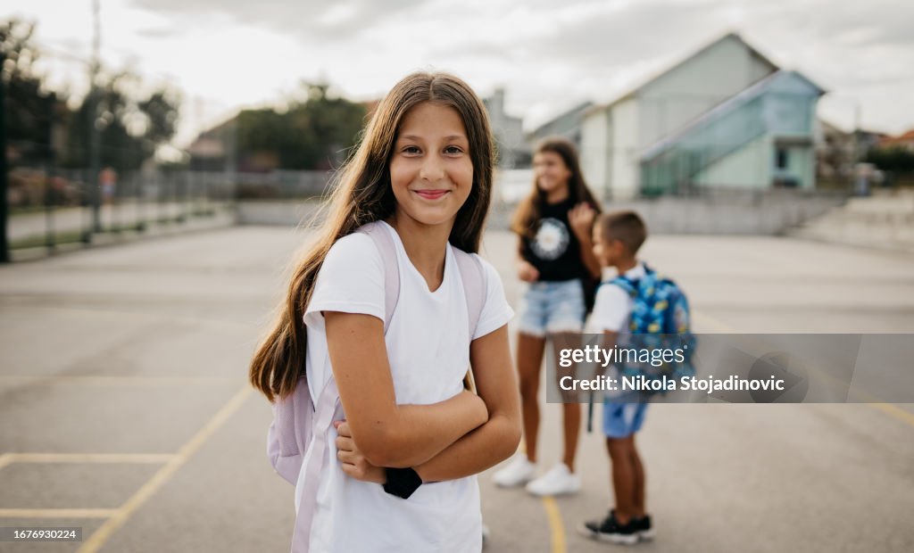 Elementary Students on the Basketball Court
