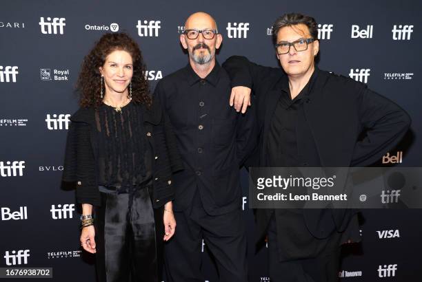 Christina Weiss Lurie, Thomas Napper, and Joe Wright attend the "Widow Clicquot" premiere during the 2023 Toronto International Film Festival at TIFF...