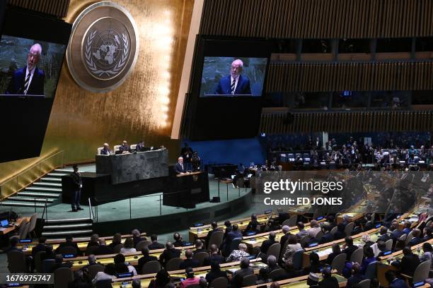 Brazilian President Luiz Inacio Lula da Silva addresses the 78th United Nations General Assembly at UN headquarters in New York City on September 19,...