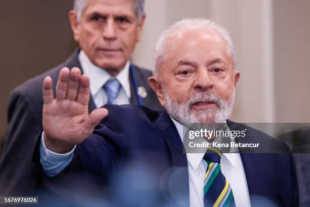 President Luiz Inacio Lula da Silva of Brazil arrives to attend the 78th session of the United Nations General Assembly at U.N. Headquarters on...