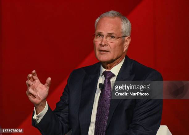 September 18, 2023 : Darren Woods, the CEO of ExxonMobil, during a panel discussion on the second day of the 24th World Petroleum Congress at the Big...