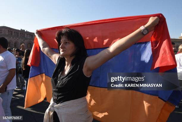 Armenians protest to urge the government to respond to the Azerbaijani military operation launched against the breakaway Nagorno-Karabakh region...