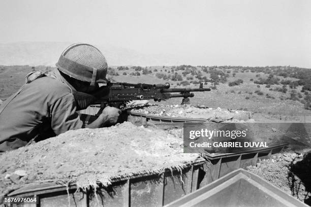 An Israeli soldier is in position, on October 16 on the Golan Heights near the Syrian front, during the 1973 ArabIsraeli War. On October 6 on the...