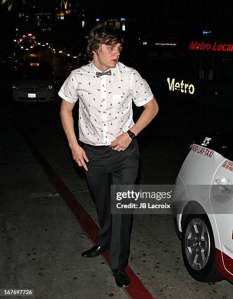 Evan Peters is seen at Chateau Marmont on April 27, 2013 in Los Angeles, California.