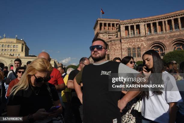 Armenians protest to urge the government to respond to the Azerbaijani military operation launched against the breakaway Nagorno-Karabakh region...