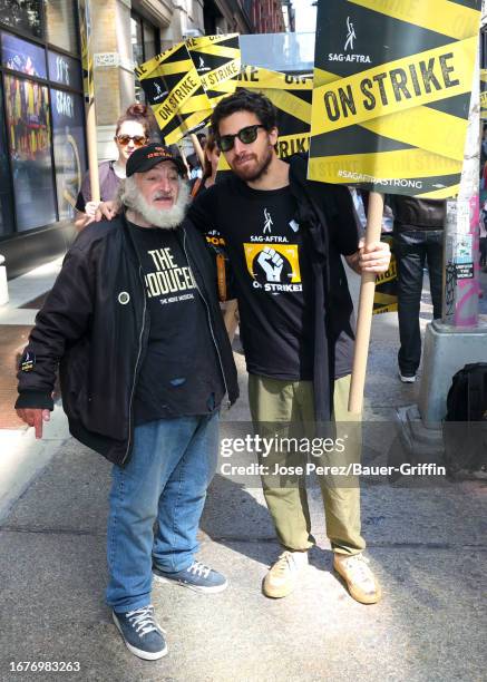 Radioman and Jake Hoffman are seen on the SAG-AFTRA picket line on September 19, 2023 in New York City.