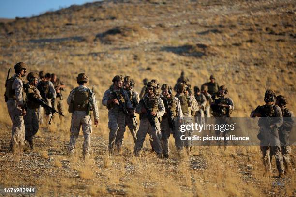 September 2023, Lebanon, Aqura: Lebanese soldiers from the Air Assault Regiment and members of British Army's Second Battalion the Parachute Regiment...