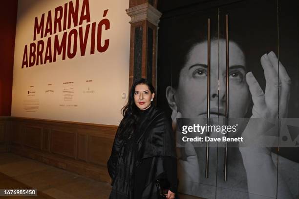 Marina Abramovic attends the opening reception of her exhibition at Burlington House, The Royal Academy of Arts, on September 19, 2023 in London,...