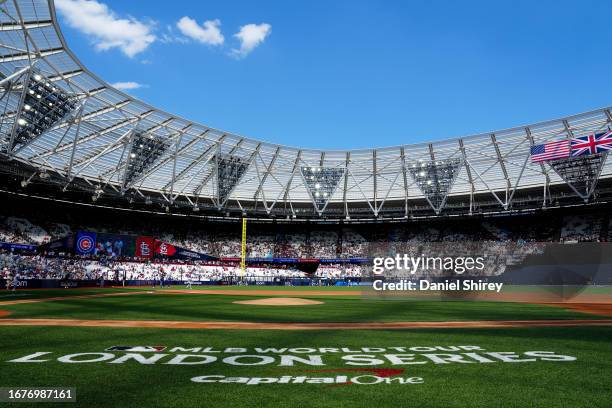 General view prior to the game between the Chicago Cubs and the St. Louis Cardinals at London Stadium on Sunday, June 25, 2023 in London, England.