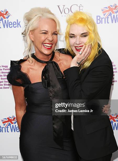 Amanda Eliasch and Pam Hogg attend the Filmmaker and Genlux Magazine Fashion Editor Amanda Eliasch Hosts BritWeek 2013 Cocktail Party on April 27,...