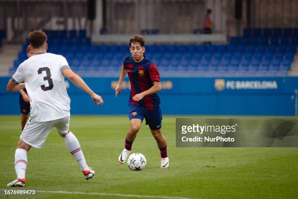 Barcelona defeated Royal Antwerp FC 2-1 in the first matchday of the Uefa Youth League 2023/2024 at the Johan Cruyff Stadium in Barcelona on...